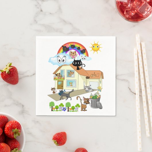 紙ナプキンズ、キャッツニャーナプキンズ スタンダードカクテルナプキン (インサイチュ)