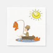 紙ナプキンズ、サン魚釣りフィッシュフィッシャーマン スタンダードカクテルナプキン (正面)