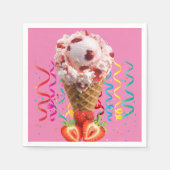 紙ナプキンズ、ストロベリーアイスクリームハッピーバースデー スタンダードカクテルナプキン (正面)