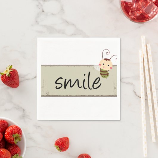 紙ナプキンズ、スマイル(昆虫)マルハナバチベージュフローラ スタンダードカクテルナプキン (インサイチュ)