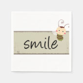 紙ナプキンズ、スマイル(昆虫)マルハナバチベージュフローラ スタンダードカクテルナプキン (正面)