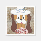 紙ナプキンズ、ドッグストロベリーアイスクリーム スタンダードカクテルナプキン (正面)