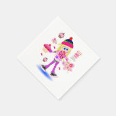 紙ナプキンズ、ハッピーバースデーバタフライワッキーガール スタンダードカクテルナプキン (角)