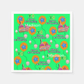 紙ナプキンズ、ハッピー10誕生日バルーン緑 スタンダードカクテルナプキン (正面)