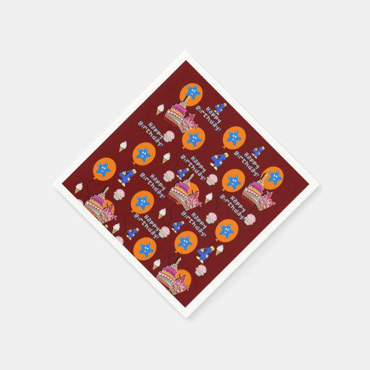 紙ナプキンズ、ハッピー4歳の誕生日バルーン#4 スタンダードカクテルナプキン (角)