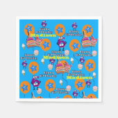 紙ナプキンズ、ハッピー6誕生日バルーン#6ブルー スタンダードカクテルナプキン (正面)