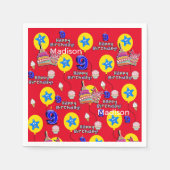 紙ナプキンズ、ハッピー9誕生日バルーン#9赤 スタンダードカクテルナプキン (正面)