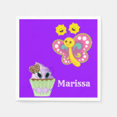 紙ナプキンズ、バタフライカップケーキ スタンダードカクテルナプキン (正面)