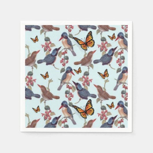 紙ナプキンズ、バタフライバードヴィンテージ スタンダードカクテルナプキン (正面)