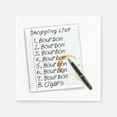 紙ナプキンズ – バーボンラバーズショッピングリスト スタンダードカクテルナプキン (正面)