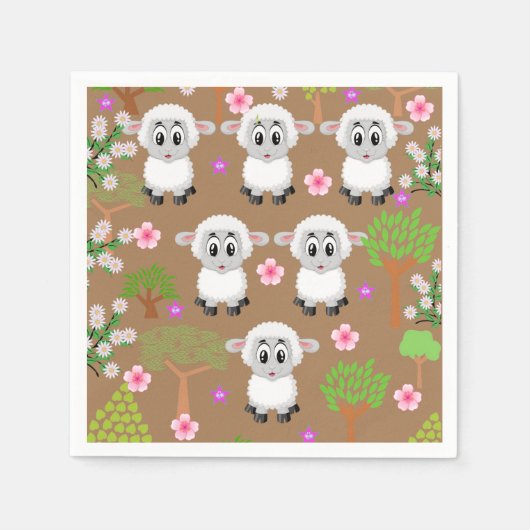 紙ナプキンズ、ヒツジの木のフローラ スタンダードカクテルナプキン (正面)