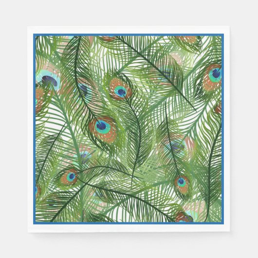 紙ナプキンズ – ピーコックフェザーナプキンズ スタンダードランチョンナプキン (正面)