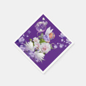紙ナプキンズ、ベビーエンジェルパープルフローラユニコーン スタンダードカクテルナプキン (角)