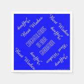 紙ナプキンズ、卒業パーティー名ブルーホワイト スタンダードカクテルナプキン (正面)