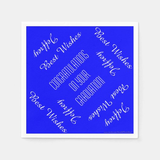 紙ナプキンズ、卒業パーティー名ブルーホワイト スタンダードカクテルナプキン (正面)