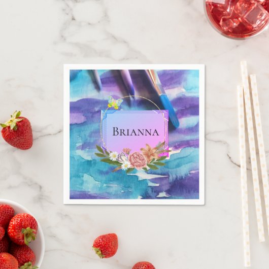 紙ナプキンズ、水彩フローラ花 スタンダードカクテルナプキン (インサイチュ)