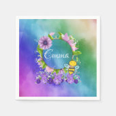 紙ナプキンズ、水彩画フローラ（昆虫）マルハナバチ スタンダードカクテルナプキン (正面)