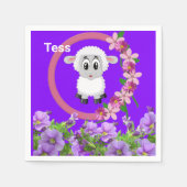 紙ナプキンズ、羊のフローラ スタンダードカクテルナプキン (正面)