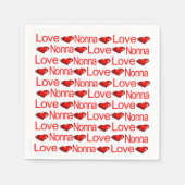 紙ナプキンズ、赤いハートラブノンナ スタンダードカクテルナプキン (正面)