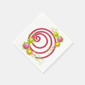 紙ナプキンズ、赤い渦巻きフローラ スタンダードカクテルナプキン (角)