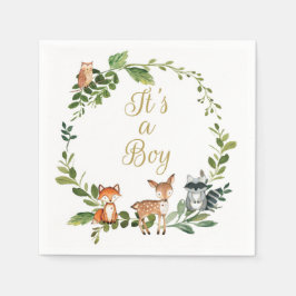 紙ナプキンベビーシャワーウッドランド スタンダードカクテルナプキン