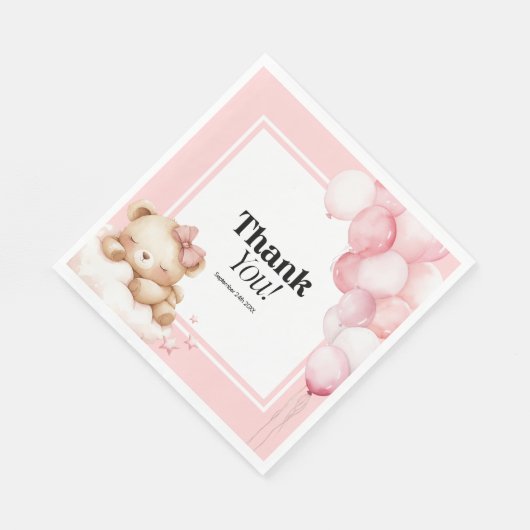 紙ナプキンベビーシャワーピンクガール スタンダードランチョンナプキン (角)