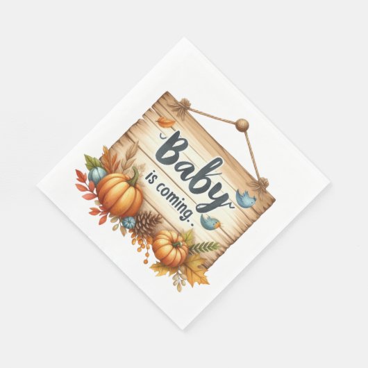 紙ナプキンラスティックオータムベビーシャワーナプキンズ スタンダードランチョンナプキン (角)