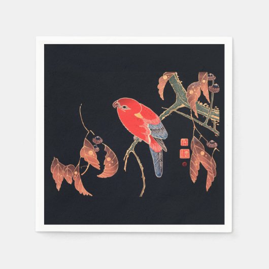 紙ナプキン日本の：木版画：伊藤菊中 スタンダードカクテルナプキン (正面)