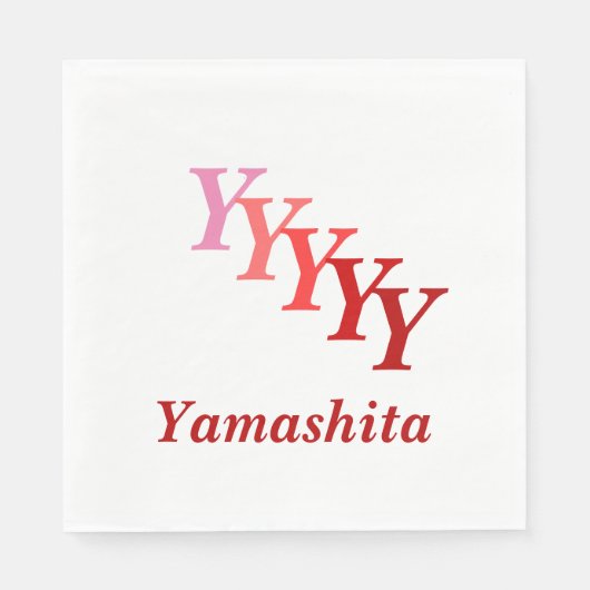 紙ナプキン – イニシャル（赤） スタンダードランチョンナプキン (正面)