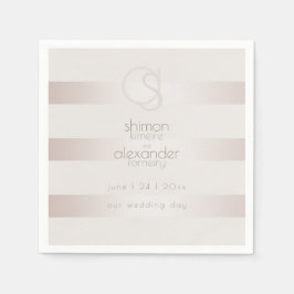 紙ナプキン |エレガントモダン赤面ストライプズ スタンダードカクテルナプキン