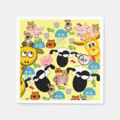 紙ナプキン、キリン、豚、子猫、ゾウ スタンダードカクテルナプキン (正面)