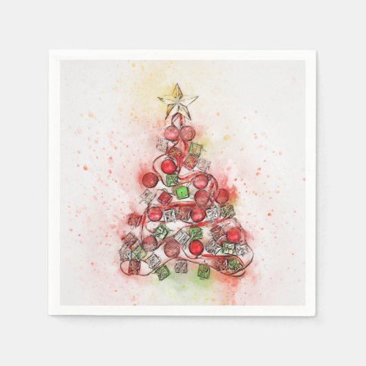 紙ナプキン。クリスマス. スタンダードカクテルナプキン (正面)