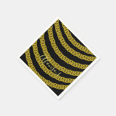 紙ナプキン ゴールド チェーン ブラック スタンダードカクテルナプキン (角)