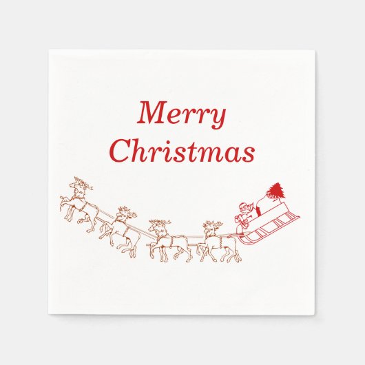 紙ナプキン – サンタとそり(v2) スタンダードカクテルナプキン (正面)