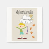 紙ナプキン、ハッピーバースデーが犬を願う スタンダードカクテルナプキン (正面)