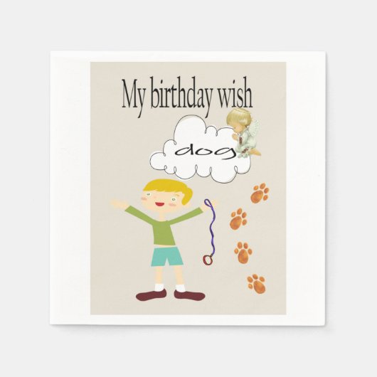 紙ナプキン、ハッピーバースデーが犬を願う スタンダードカクテルナプキン (正面)