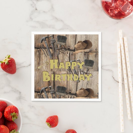 紙ナプキン、ハッピーバースデー建築ツール スタンダードカクテルナプキン (インサイチュ)