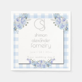 紙ナプキン | フローラモノグラムブルーギンガム スタンダードカクテルナプキン