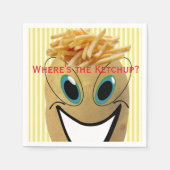 紙ナプキン、ポテト、フランスのフライドポテト、ストライプ黄色 スタンダードカクテルナプキン (正面)