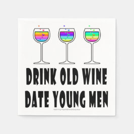 紙ナプキン – 古いワインを飲む，デート若い男性 スタンダードカクテルナプキン
