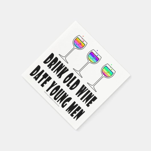 紙ナプキン – 古いワインを飲む,デート若い男性 スタンダードカクテルナプキン (角)