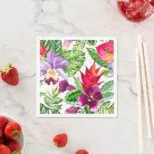 紙ナプキン - 熱帯の花と葉 スタンダードカクテルナプキン (インサイチュ)