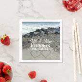 紙ナプキン – 砂の中の2ハート スタンダードカクテルナプキン (インサイチュ)