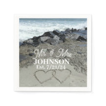 紙ナプキン – 砂の中の2ハート