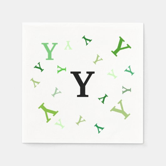 紙ナプキン – 緑のジャムリング文字 スタンダードカクテルナプキン (正面)