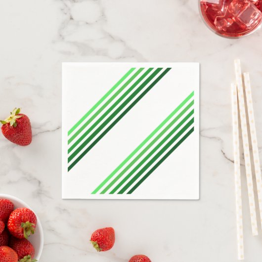 紙ナプキン – 緑の対角線ストライプ材 スタンダードカクテルナプキン (インサイチュ)