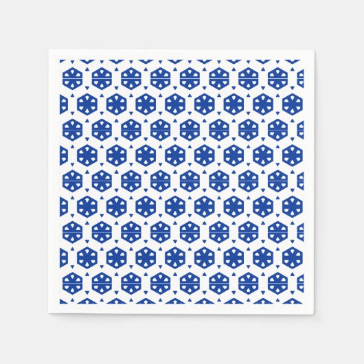 紙ナプキン – 行に様式化された花 スタンダードカクテルナプキン (正面)