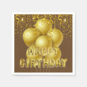 紙ナプキン、金ゴールドバルーンハッピーバースデー スタンダードカクテルナプキン (正面)