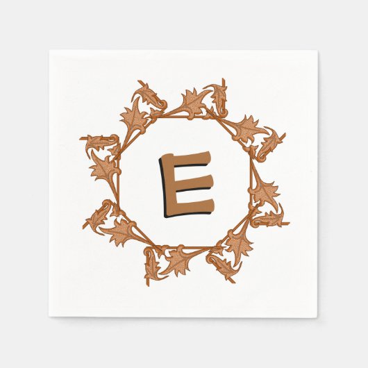 紙ナプキン – 離れ円イニシャル付き スタンダードカクテルナプキン (正面)