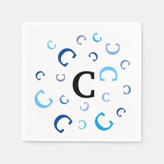 紙ナプキン – 青いジャンピングレター スタンダードカクテルナプキン (正面)